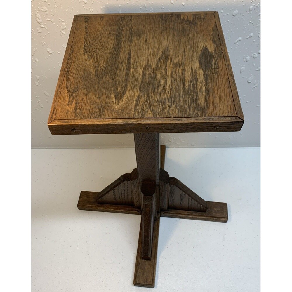 Antique Mission Oak Plant Stand Pedestal Arts & Crafts 18.5”